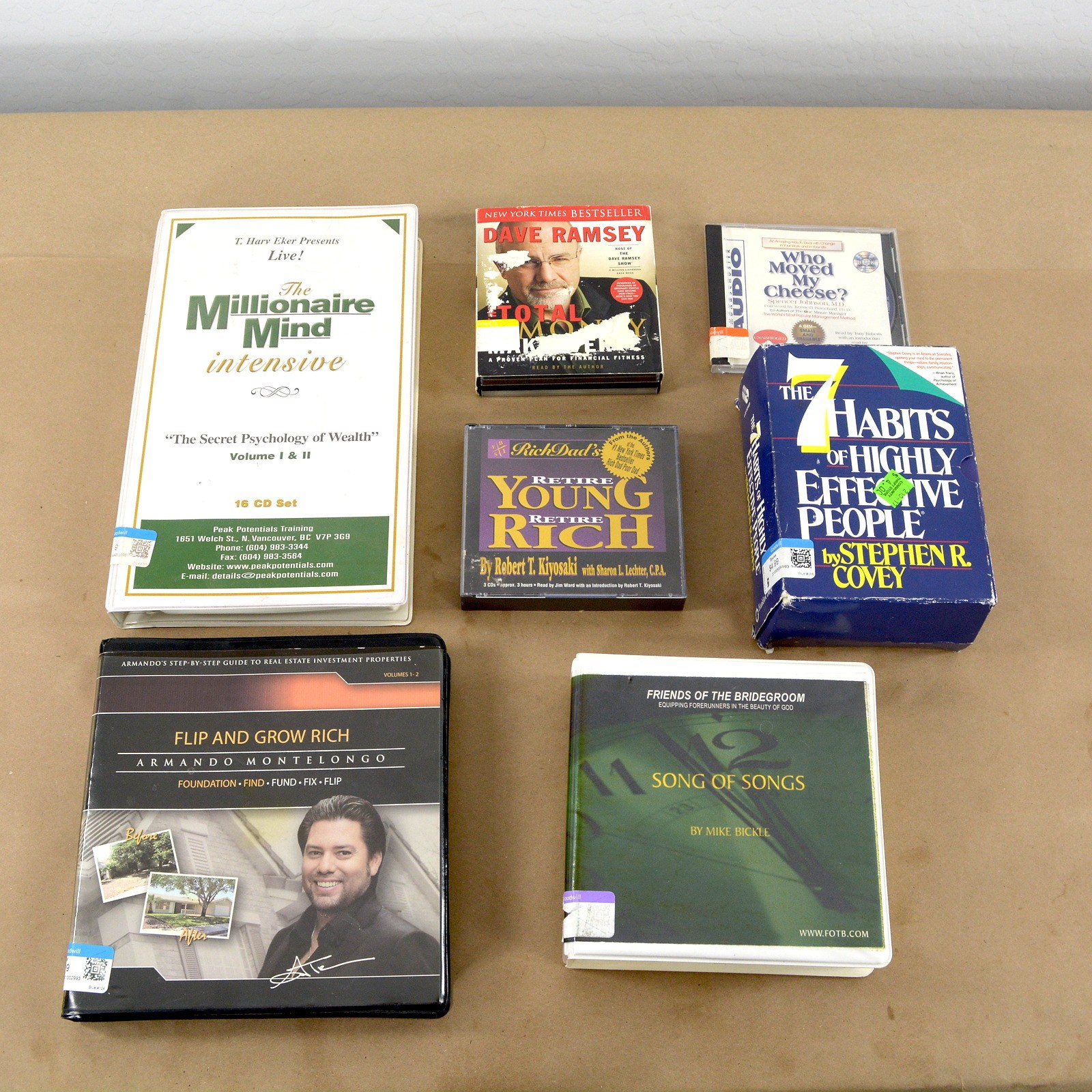 Audio CD Lot 6 Personal Finance Self Help Dave Ramsey T. Harv Eker Covey Kiyosak