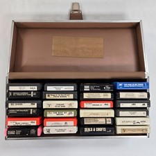 Lot of 24 VTG 8 Track Tapes w/Case: Stevie Wonder George Harrison Beach Boys Etc picture