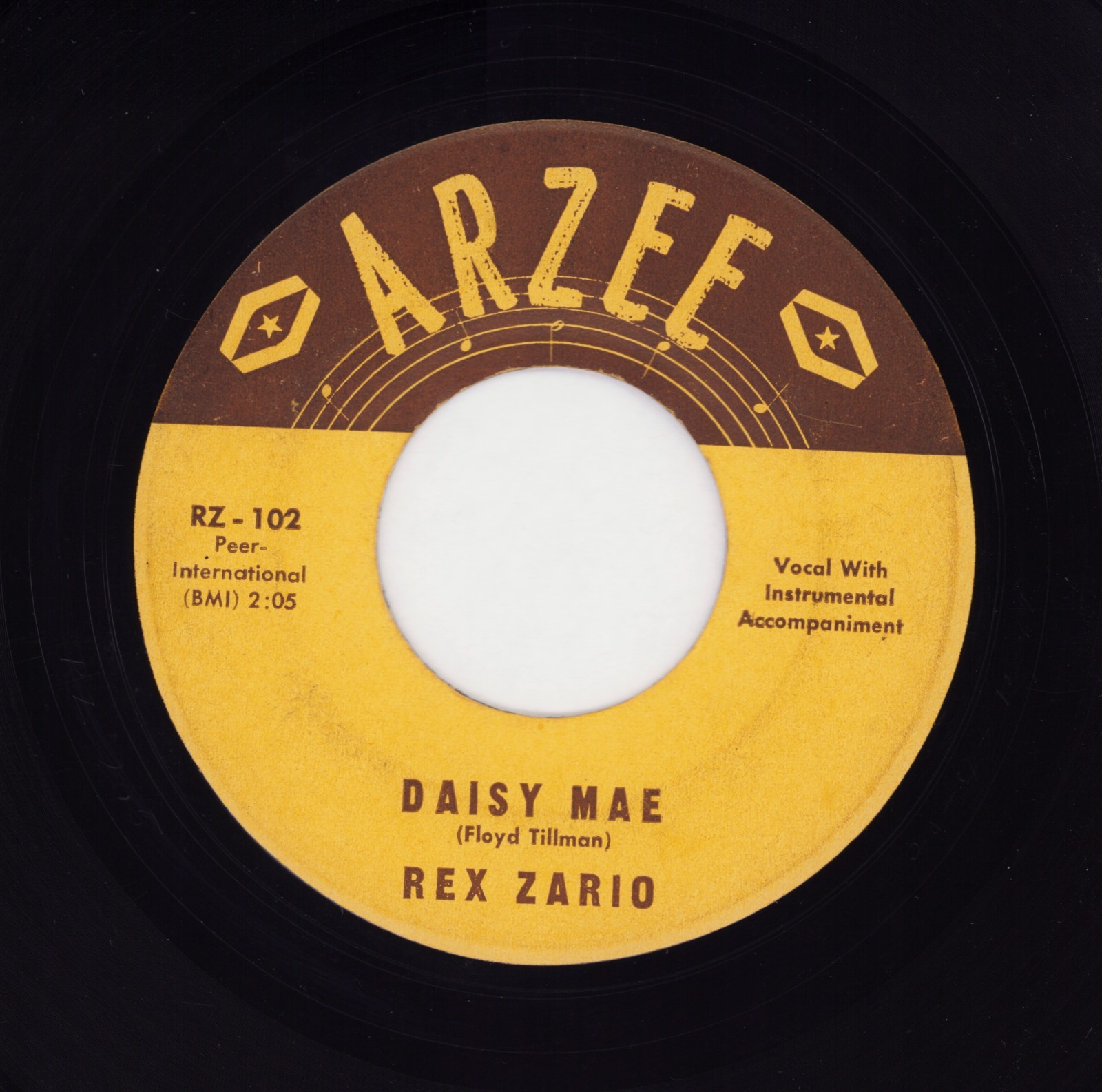 Rex Zario - Country Arzee 45 RPM -  Daisy Mae / Somebody\'s Rose VG