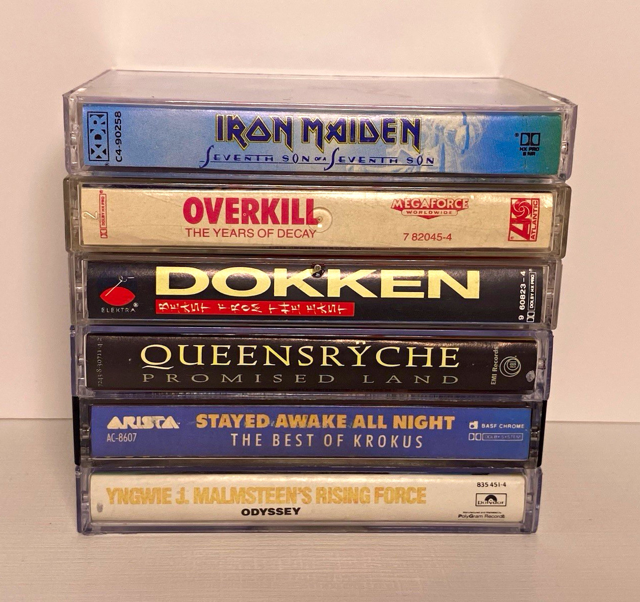 Vintage 80s Heavy Metal Cassette Lot Iron Maiden Dokken Overkill Krokus NO MOLD