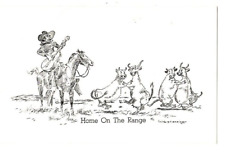 Postcard Home on the Range Wm Standing Illustration Cowboy Guitar Dancing Cows picture