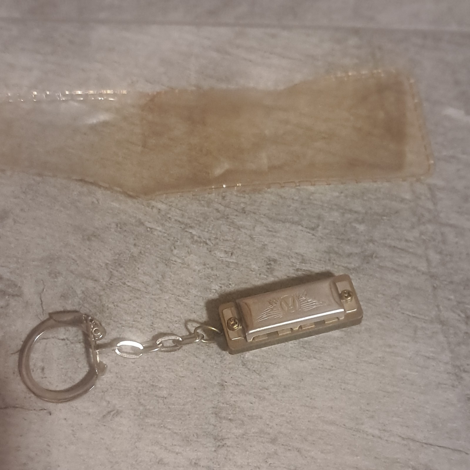 Hohner Mini Metal Harmonica Keychain Keyring, Silver & Gold Tone