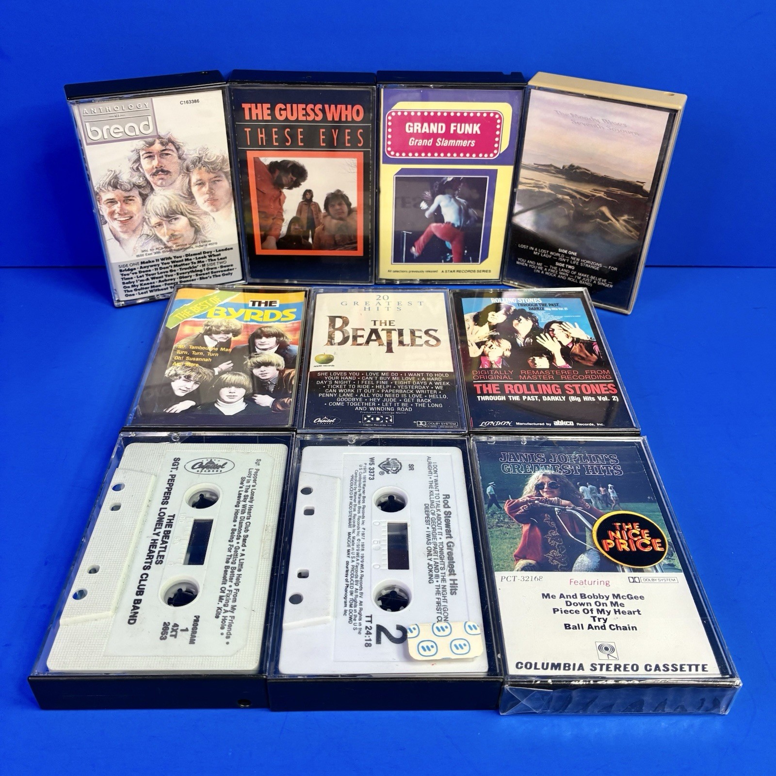 Cassette Tape Lot Of 10 Classic Rock 60s 70s Beatles Stones Moody Blues TESTED