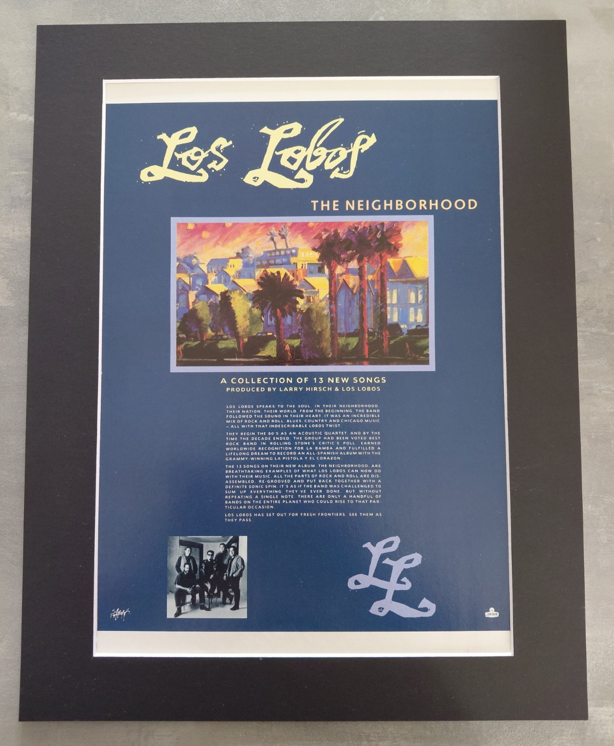 Los Lobos The Neighborhood Promo Original Album Advert Mounted 14x11 Inches