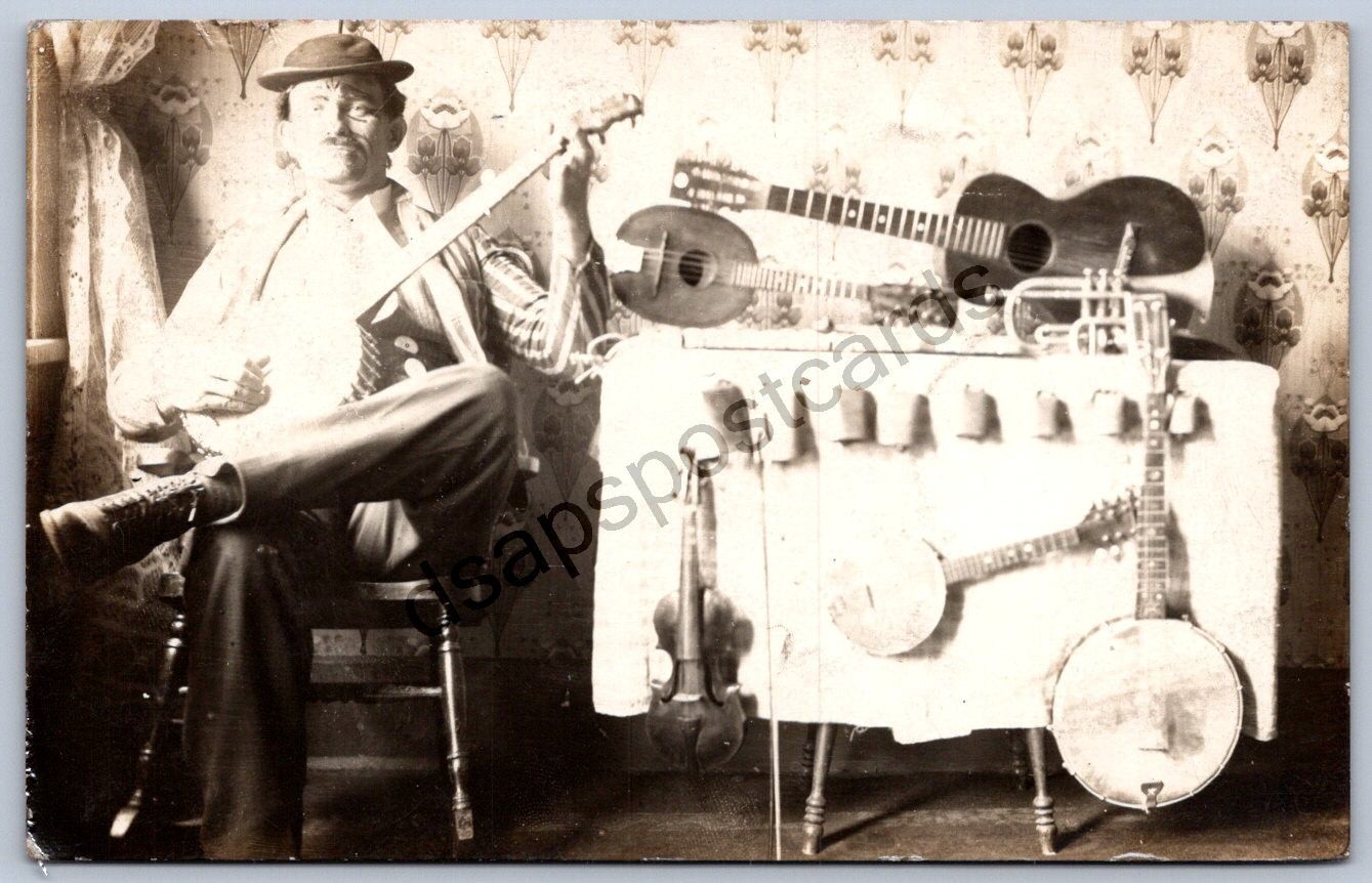 K53/ O’Rorkes Music RPPC Postcard c1910 Jug Country Banjo Bluegrass Band 404