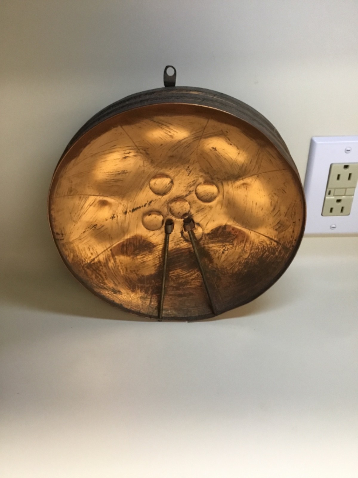 Vtg CopperHandmadeTrinadad steel Drum replica wall hanging  9.5