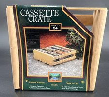 New Old Stock Vintage St. Croix Wood 24 Cassette Crate Tape Holder Case Album picture