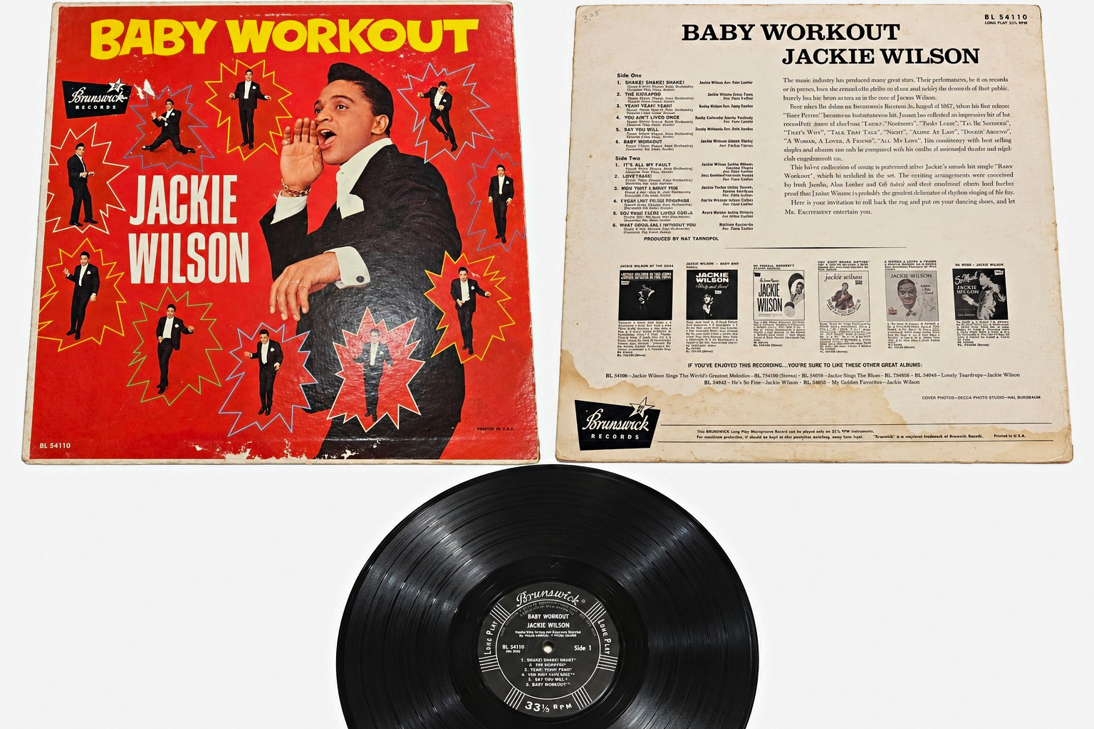 Vintage 1963 Jackie Wilson Baby Workout Vinyl LP Mono Brunswick BL 54110