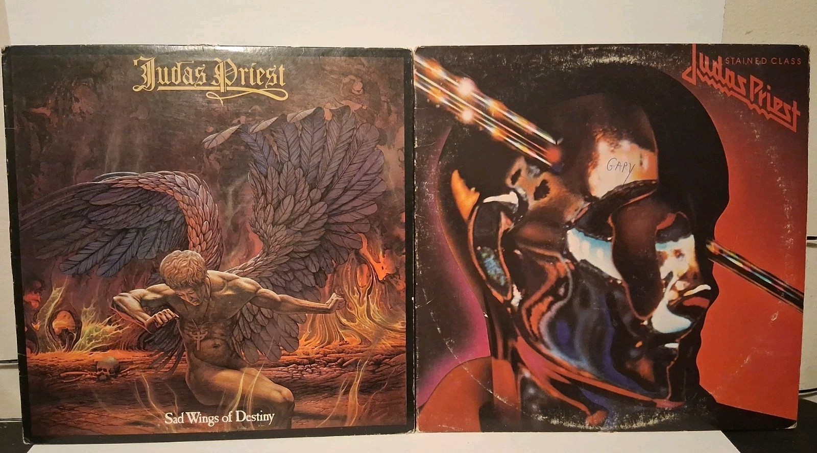 JUDAS PRIEST Sad Wings Of Destiny 1980 & Stained Glass Vinyl Lp 1978