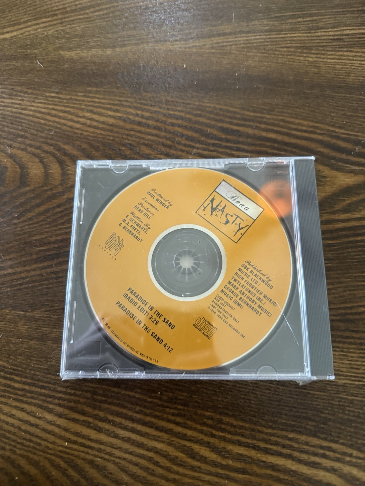 Brand New Beau Nasty: Paradise In The Sand PROMO Music CD radio edit 2 trk 1990