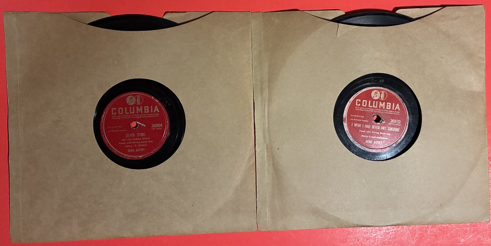 Gene Autry 78 RPM Lot Silver Spurs 36904 I Wish I Had Never Met Sunshine 36970
