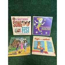 Lot of 4 vintage Kids Disney Vinyl records & Peter Pan Wizard of Oz picture