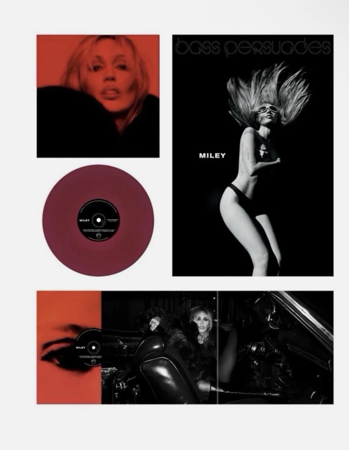 NEW Miley Cyrus Bass Persuades Ruby Vinyl LP Alt Cover Poster Exclusive LIMITED 