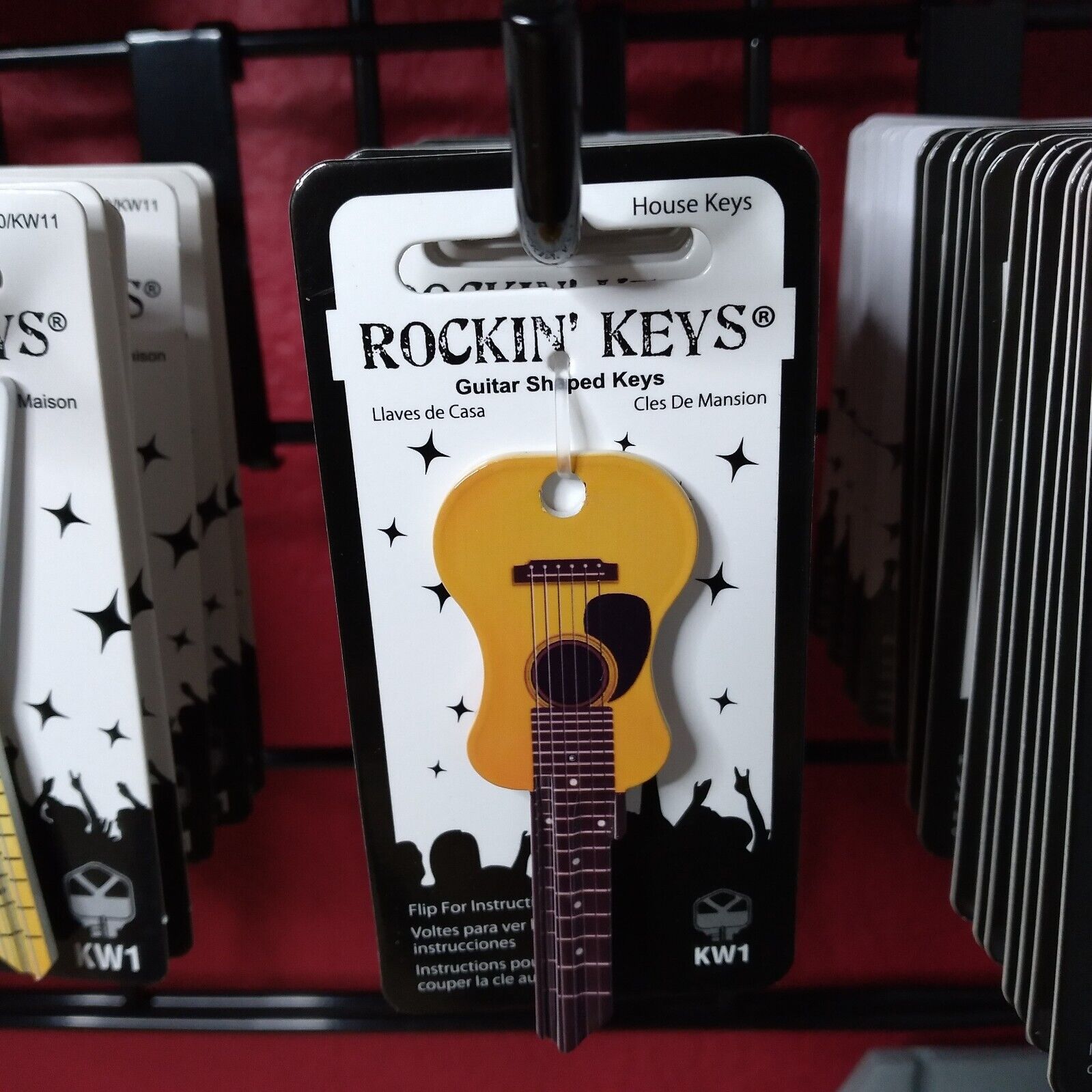 Acoustic Guitar Shaped Rockin' Key #5661 Works with KW1 KW10 Kwikset House Key