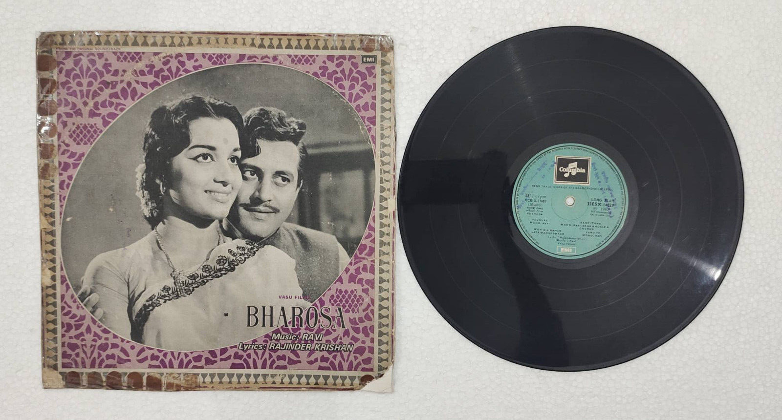 Bharosa Bollywood Movie, Columbia OST Vinyl 33 1/3 RPM Lp Record Music- Ravi