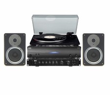 HI-FI AUDIO SYSTEM with 100 Watt Per Channel Amp with Premium Vinyl LP Turntable picture