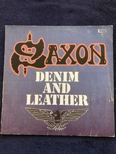 SAXON Denim and Leather Vinyl LP 1981 Carrere 2934 138 West Germany Press VG+/VG picture
