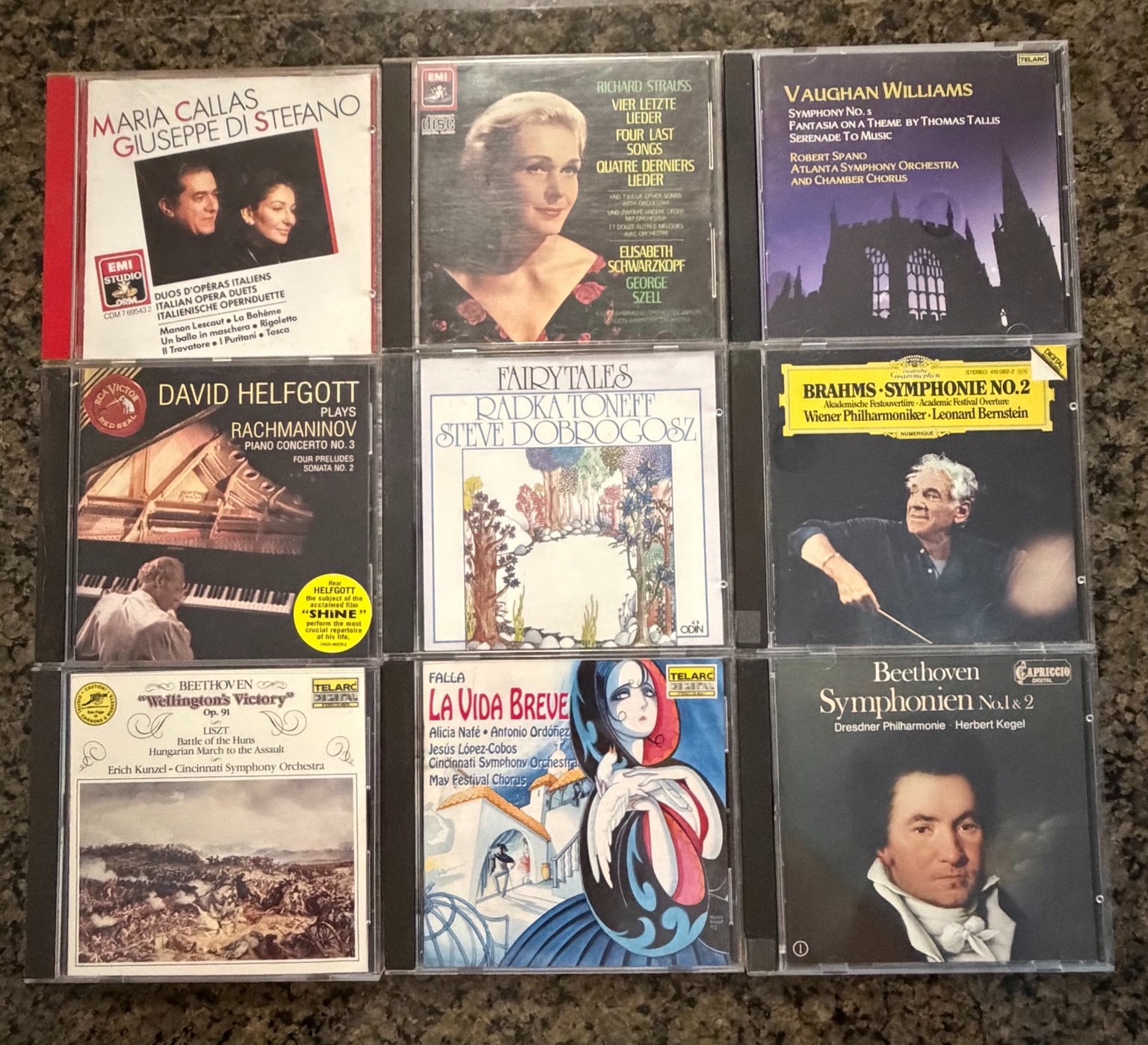 Classical Music CD Lot of 9 Beethoven Brahms Strauss Opera Bernstein Telarc