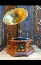 Vintage Brass Gramophone Phonograph , home decor, brass & wood articles picture