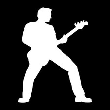 Bass Guitar Player Decal Sticker White Die Cut Vinyl picture