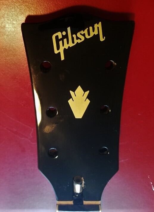 2 Gibson Guitar Headstock Logos & 1 Crown, Die-Cut Vinyl Decal, OEM Size SG USA