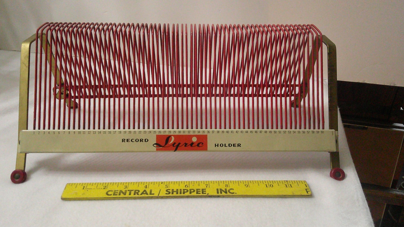 Vintage Lyric Vinyl Record Holder Metal MCM Holds 60 Records Retro MCM 45 RPM