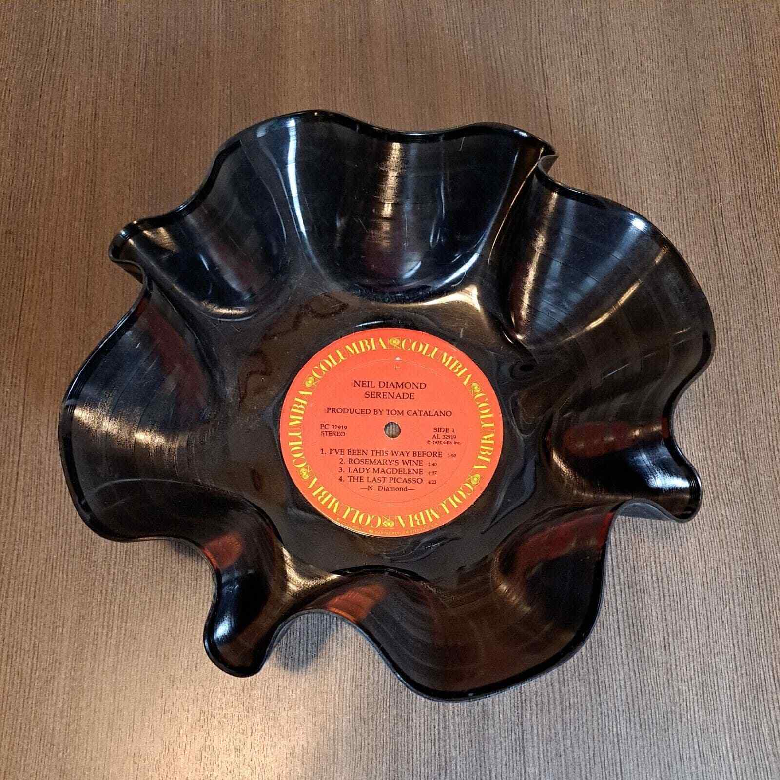 Vintage Vinyl Record Bowl Neil Diamond Serenade 1974 OOAK