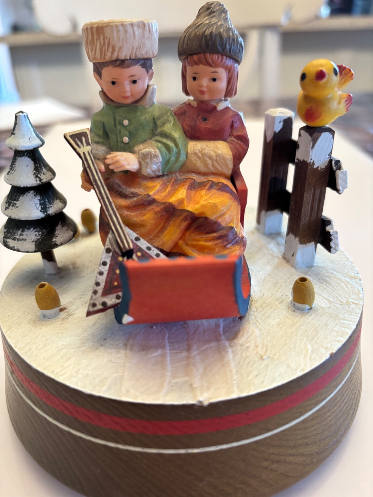 Vintage Hand Carved Wood Music Box ANRI Italy, Plays Lara's Theme Song
