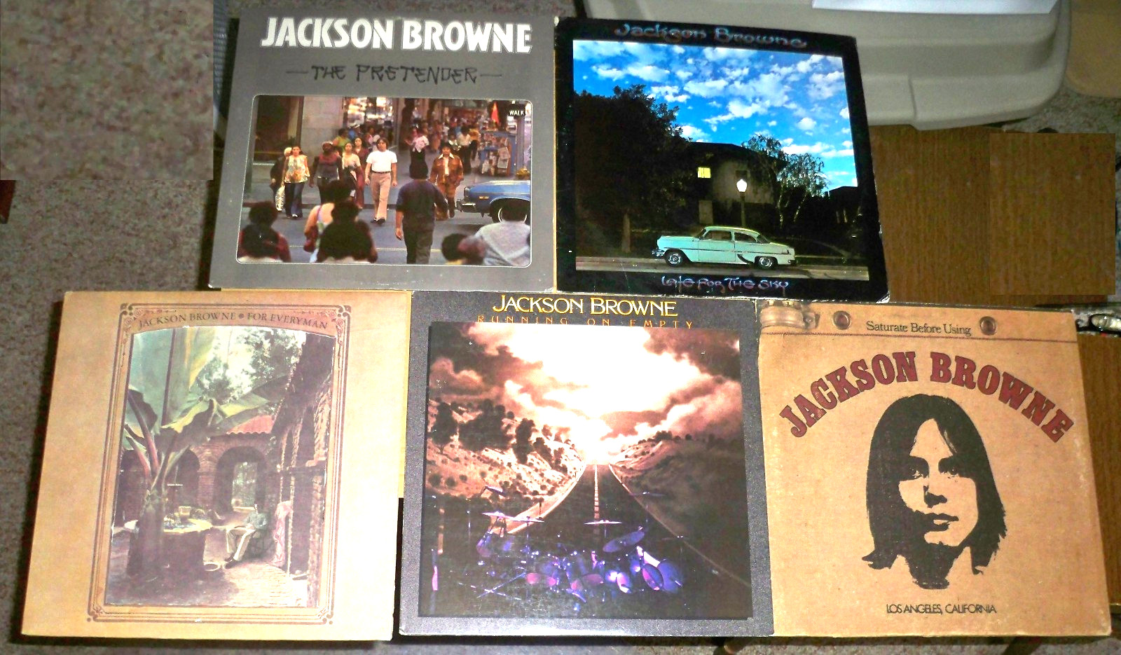 5 JACKSON BROWNE VINYL: RUNNING EMPTY, LATE SKY, SATURATE, PRETENDER, EVERYMAN 