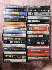 Vtg Lot of 32 80s Rock Pop Cassette Tapes INXS Styx Meat Loaf, Jethro Tull, U2  picture