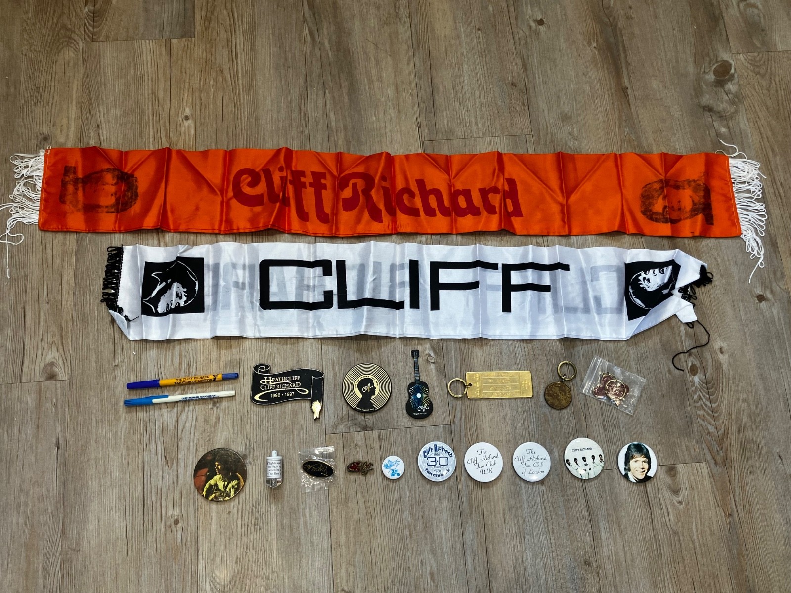 Vintage Cliff Richard Souvenir Tour Collectibles Magnets Badges Scarves Keyrings