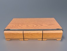 Vintage Faux Wooden 3 Drawer Cassette Tape Holder Storage Cabinet Case Holds 42 picture