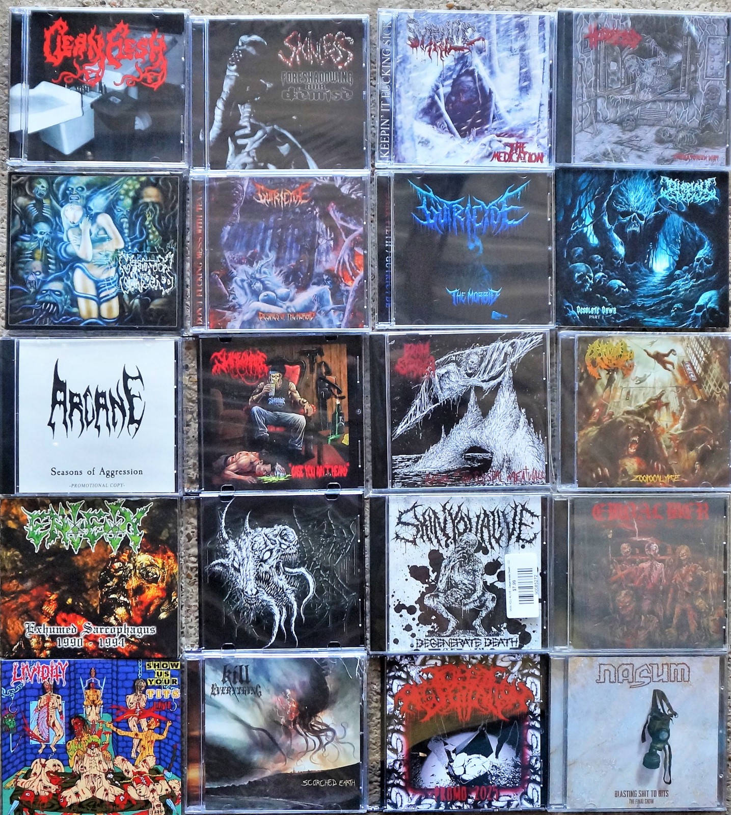 Skinless,Atoll,Slimeonade,Lividity,Embalmer,Nasum 20 New Death Metal CD's