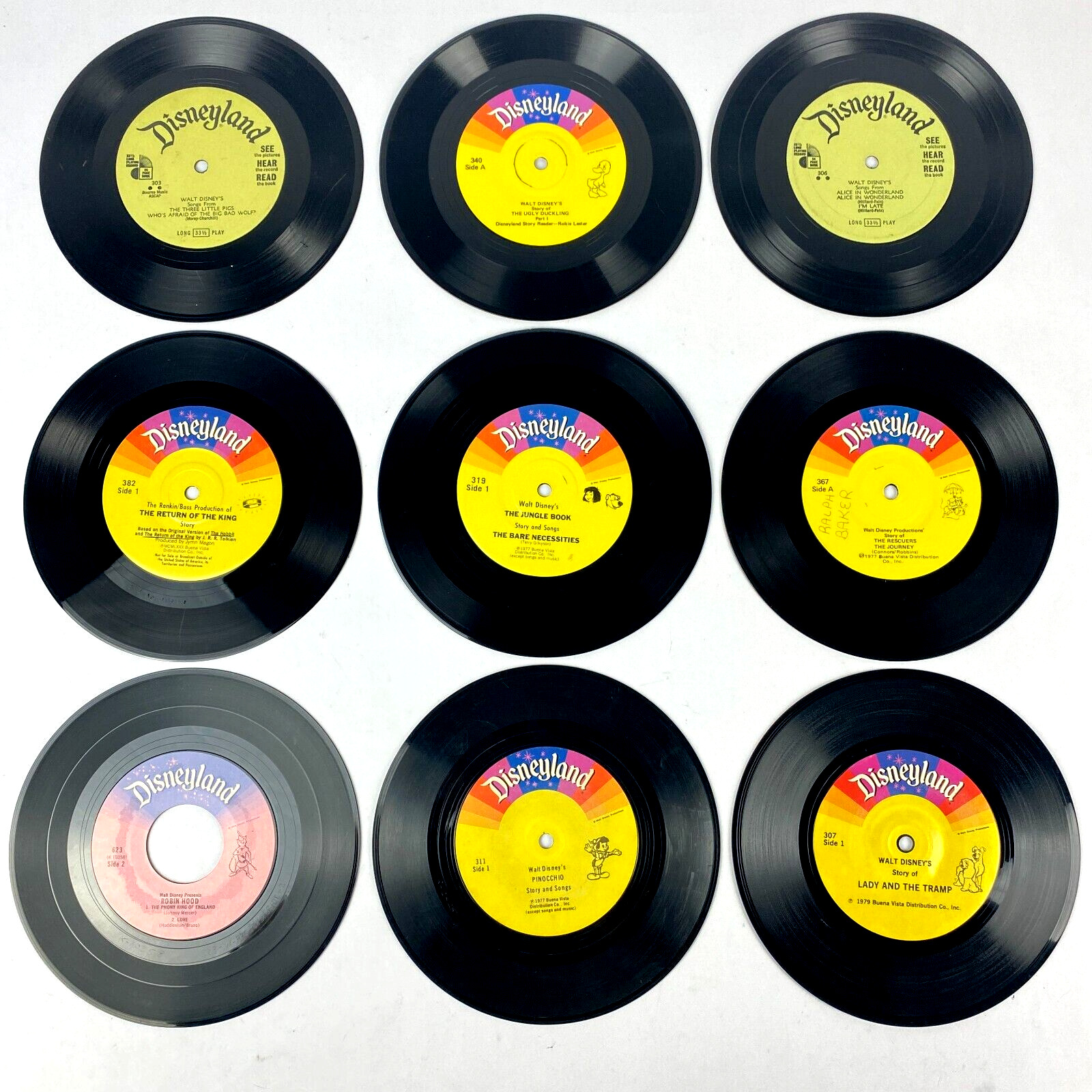 Lot Of 9 Vintage Walt Disney Disneyland Vinyl Records Classic Stories