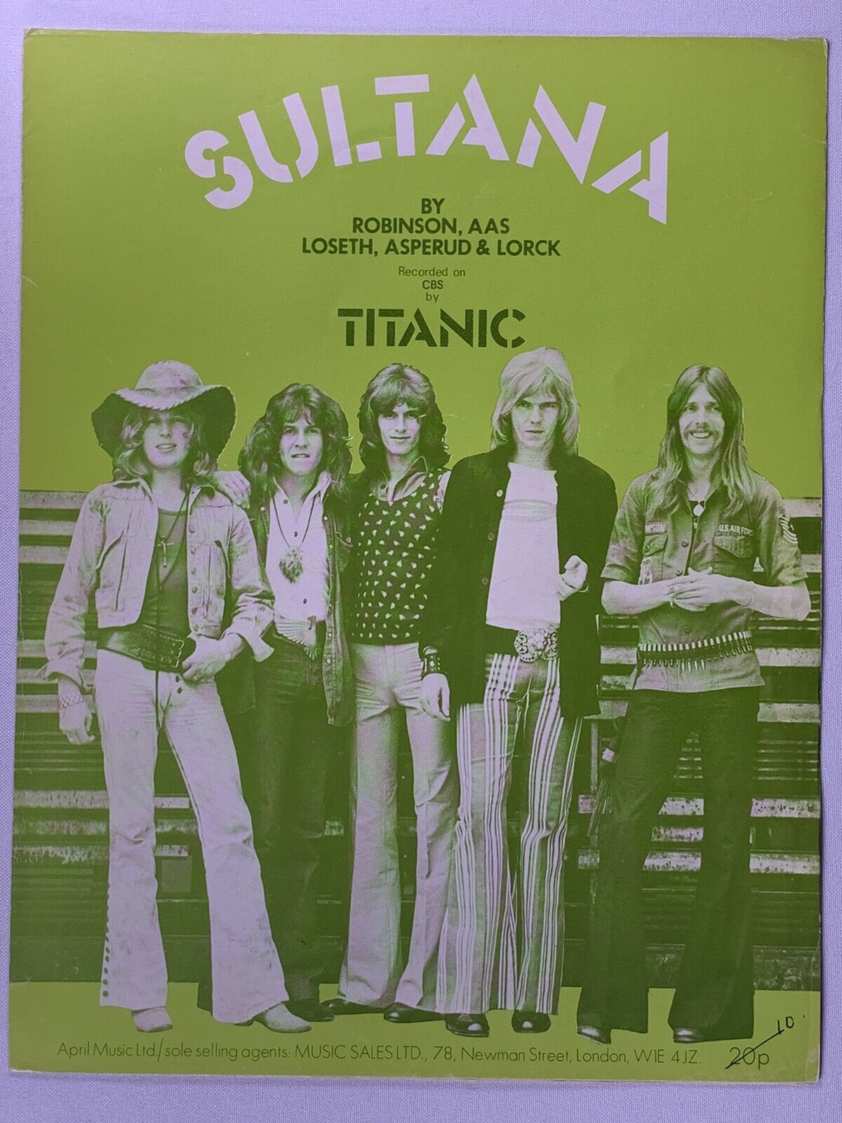 Titanic Sheet Music Original Vintage Sultana CBS Promo 1971