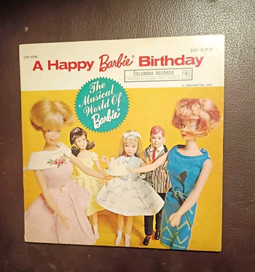 Vintage 1965 Barbie doll 33 1/3 Rpm Record A Happy Barbie Birthday