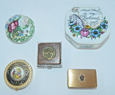 Lot of 5 Vintage Assorted Trinket boxes, pill boxes, music box picture