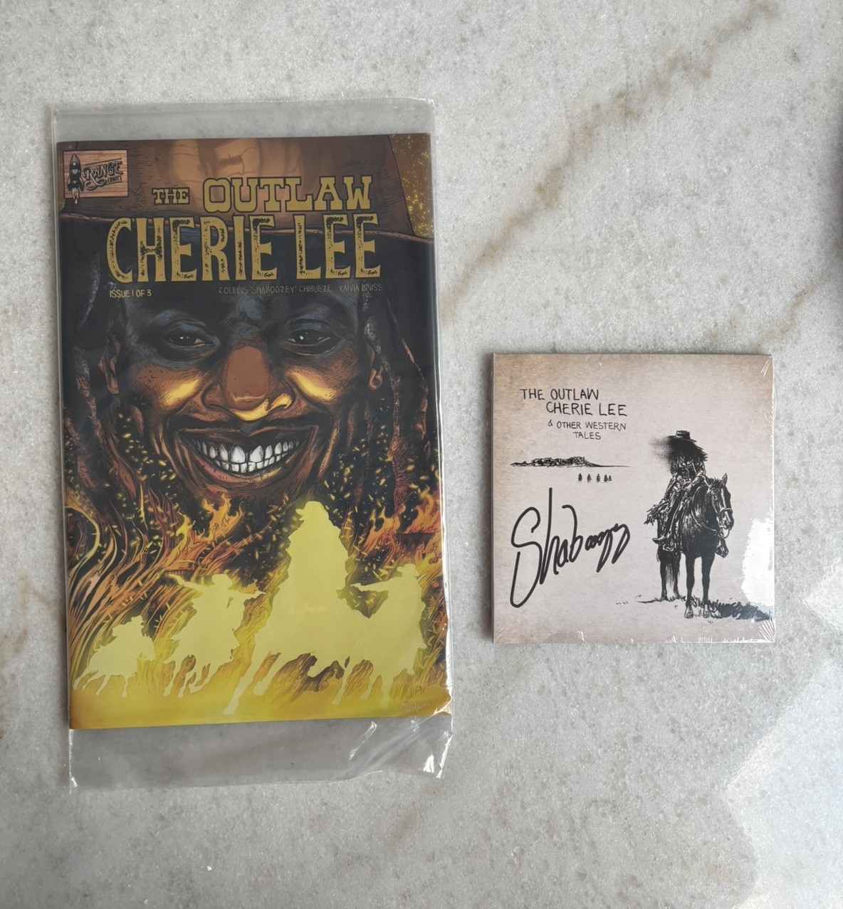Shaboozey The Outlaw Cherie Lee & Other Western Tales Signed CD & Comic IN HAND