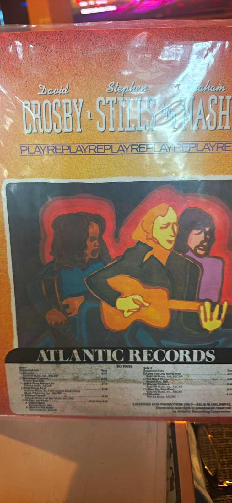 Crosby, Stills & Nash Replay Atlantic Records Promo LP Vinyl SD 16026