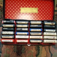 24 8 track tape Classic Rock lot W/ Case Van Halen Kiss Zeppelin Aerosmith Tull  picture