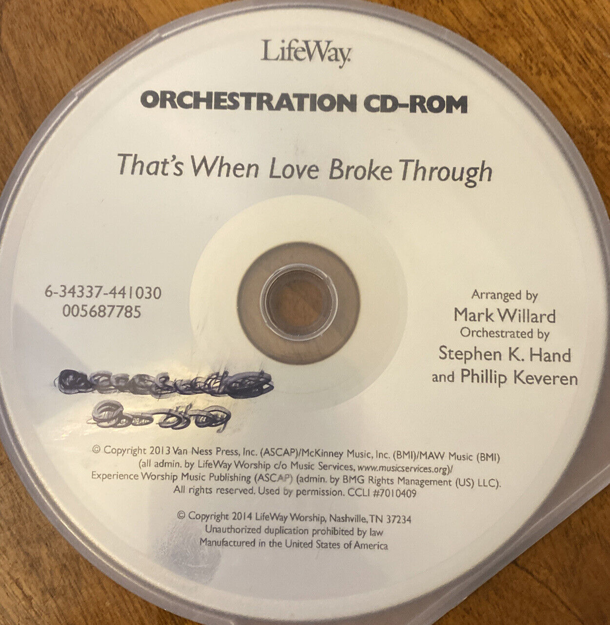 THAT\'S WHEN LOVE BROKE THROUGH Anthem ORCHESTRATION CD-ROM~Mark Willard~Lifeway
