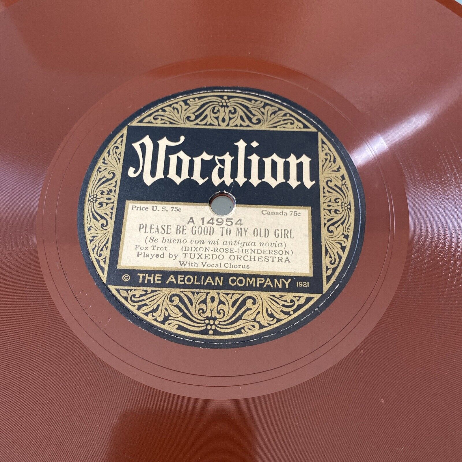 PREWAR JAZZ Tuxedo Orch 78 rpm VOCALION 14954 Nuthin's Gonna Stop Me Now 1924 E+