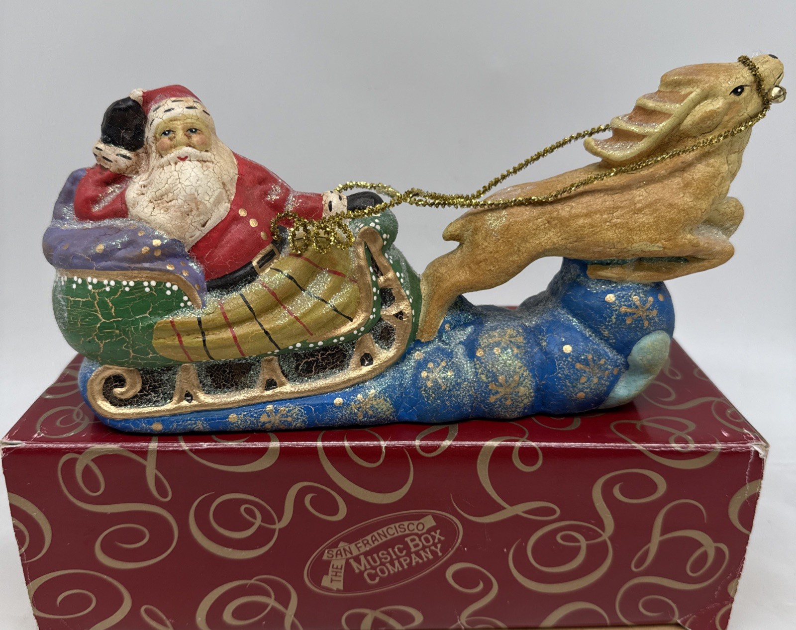 Vintage 1997 San Francisco Music Box Company Christmas Santa Is Coming To Town