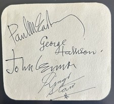 Paul McCartney Rare Hand Signed Set Of Beatles Autographs In His Hand picture