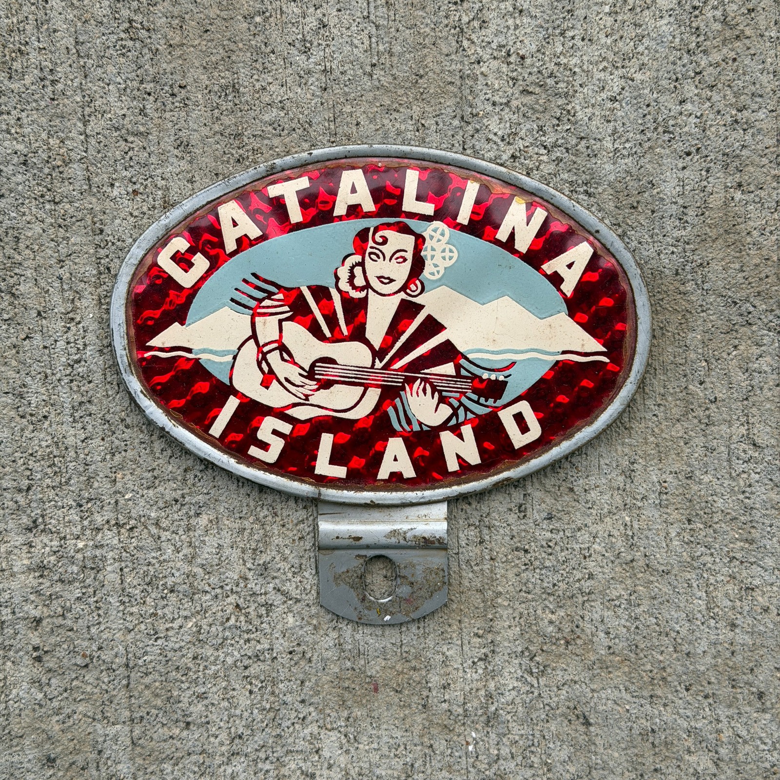 1950 Era Catalina Island California License Plate Topper Los Angeles Guitar