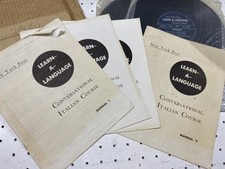 Vintage Learn-A-Language Conversational Italian Course Vinyl Records NY Post Set picture