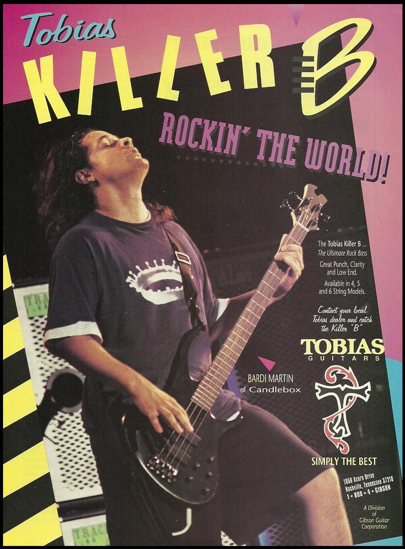 Candlebox Bardi Martin 1995 Tobias Killer B Bass guitar ad 8 x 11 advertisement