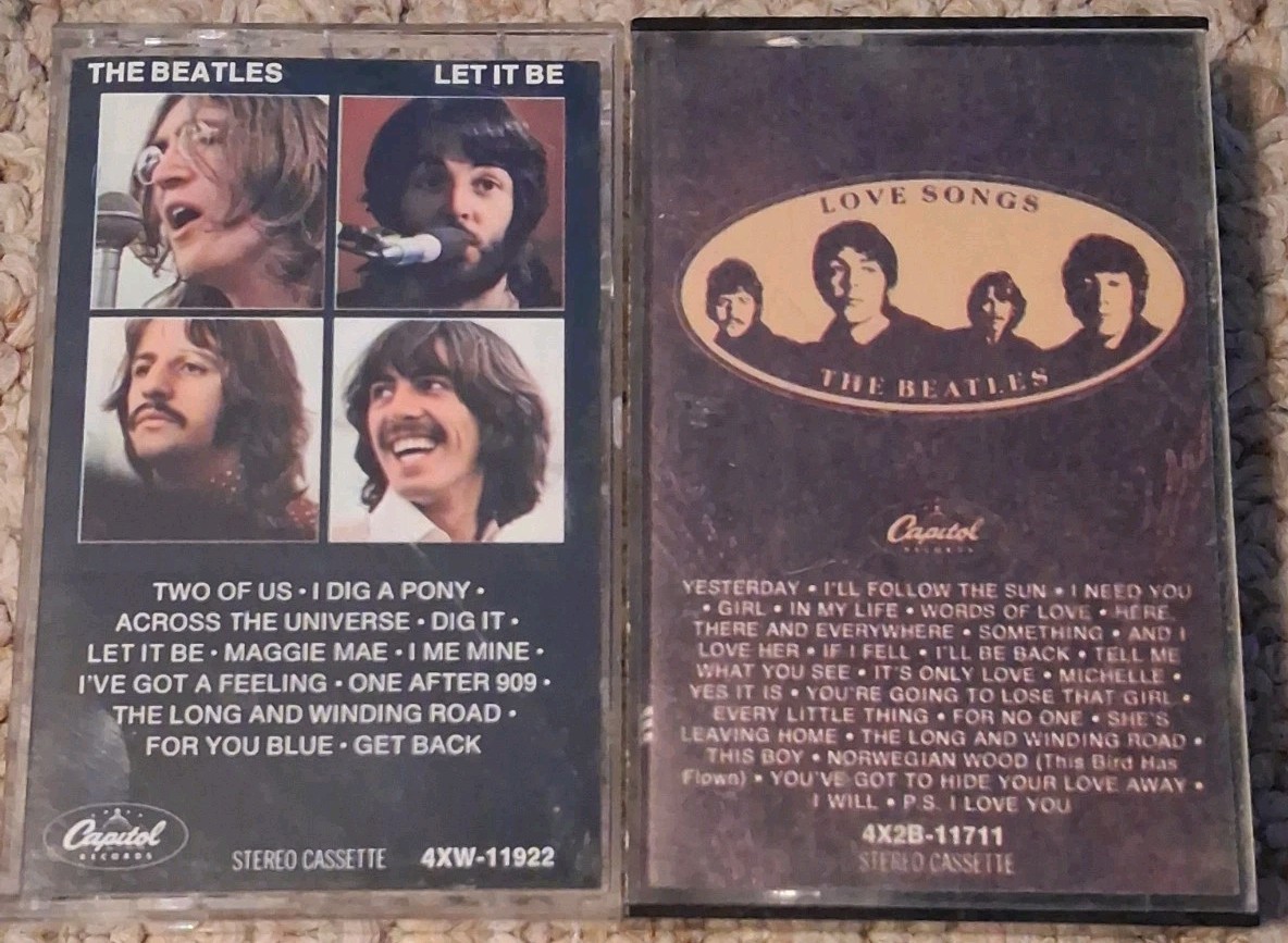 2x RARE OOP The Beatles -Let It Be & Love Songs Cassettes (Excellent Condition)