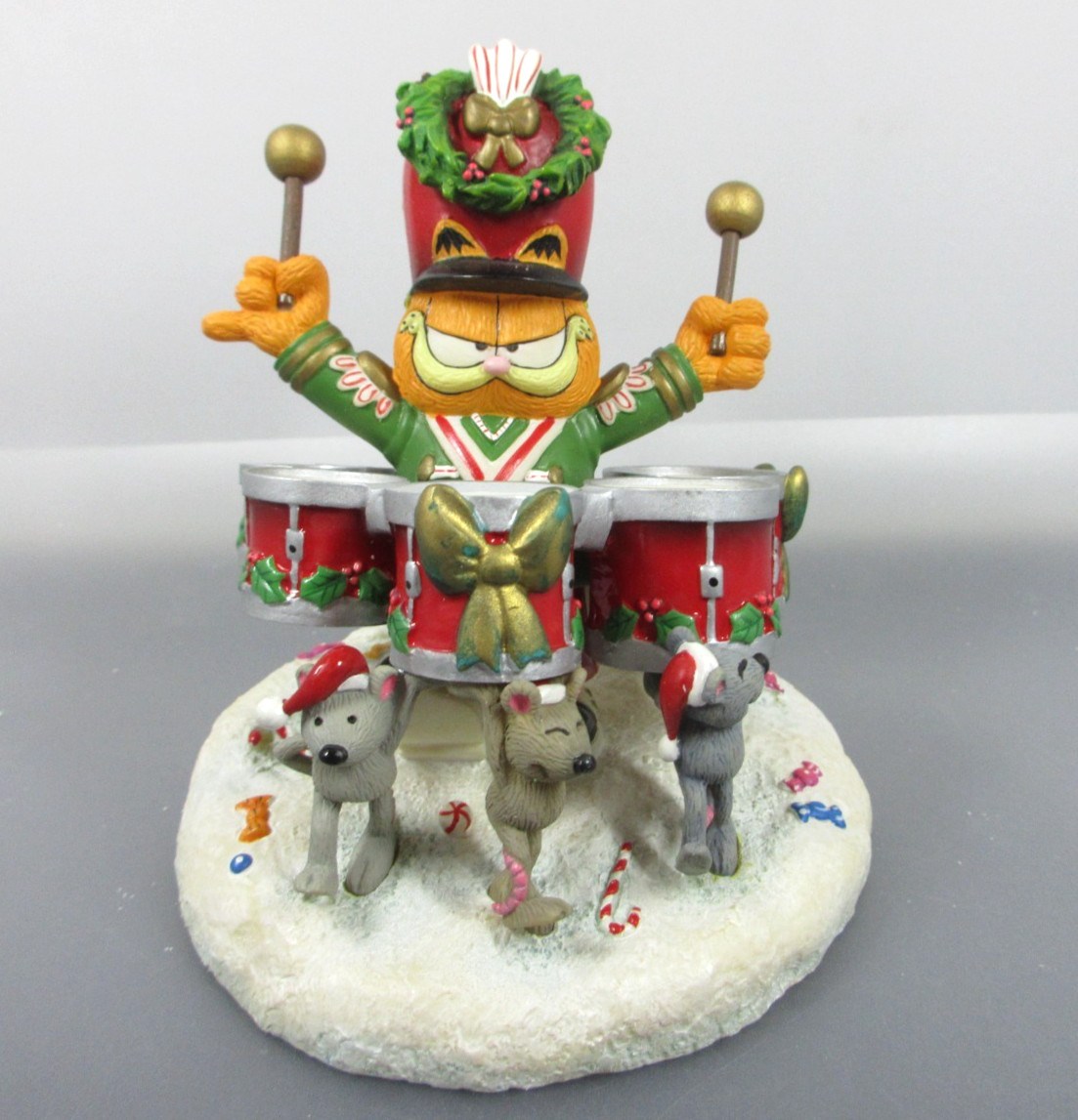 Garfield On Snare Drums Danbury Mint PAWS Garfield\'s Christmas Band Jim Davis