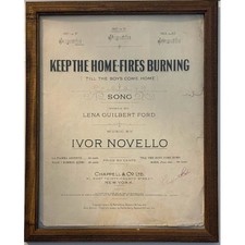 Vintage 1914 Keep the Home Fires Burning Sheet Music Ivor Novello Framed WWI picture
